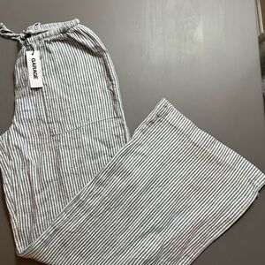 Garage Millie Linen pull-on pants. Blue and White Striped, size xs